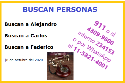 BUSCAN PERSONAS 16 DE OCTUBRE